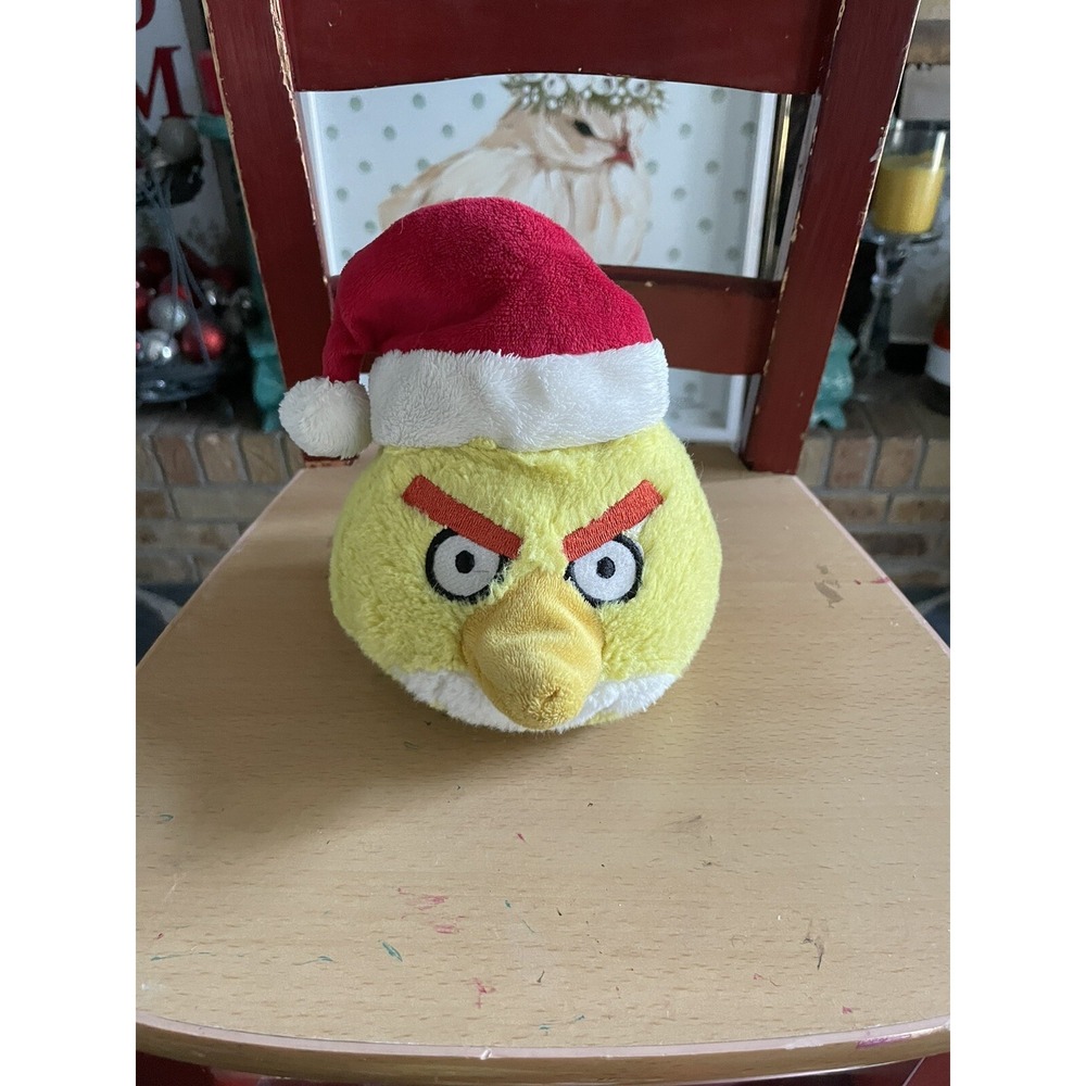 Angry Birds Plush Christmas Santa Hat Chuck Yellow Bird 5" 2010 Good Stuffed Toy